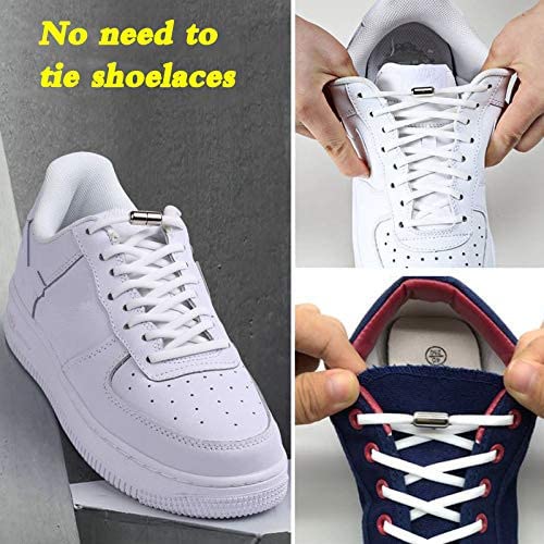 (1 Pair) Elastic No Tie Shoelaces, Proxima Direct Semicircle Shoe Laces Quick Lazy Metal Lock Laces Shoe Strings, System With Elastic Shoe Laces - One Size Fits All Kids & Adult, Elderly