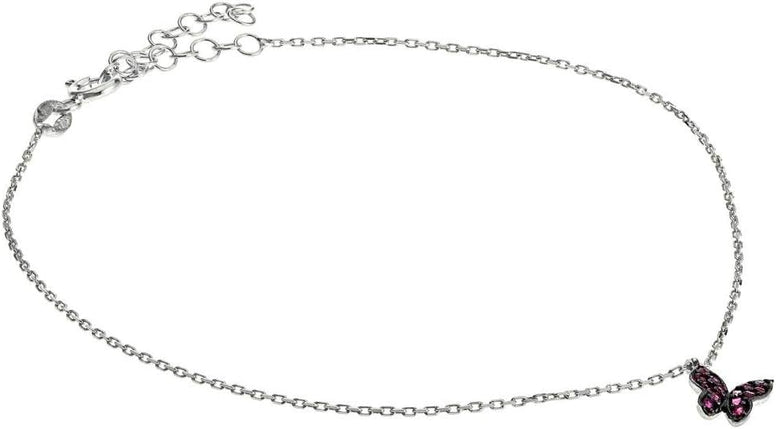 Alwan Silver Long Size Anklet with Butterfly for Women - EE5248BLSPN
