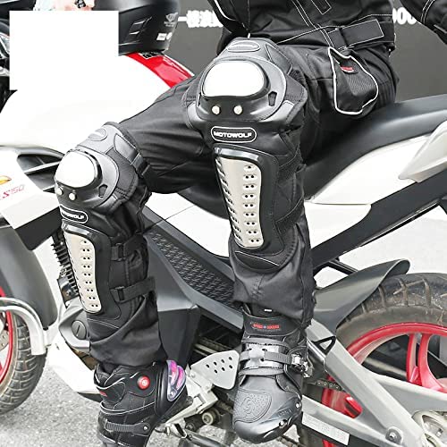 Moto Wolf Leather Elbow and Knee Pads for Adult Men and Women Protective Gear Set for Roller Skating Cycling Biking BMX Bicycle Scooter Rollerblades Skateboard Motor Cycle