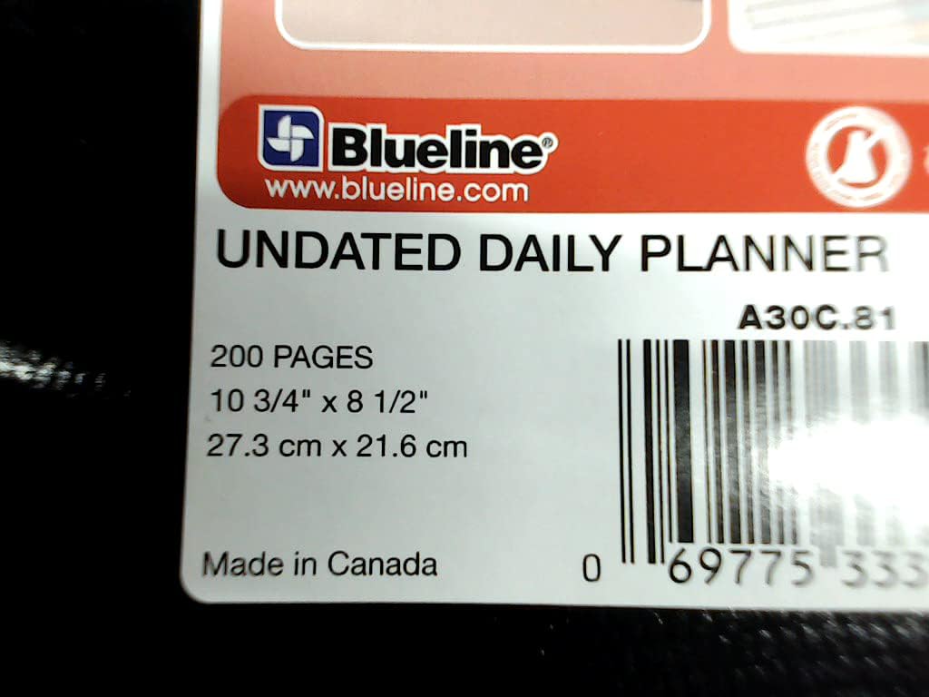 Notepro Undated Daily Planner, Black, 200 Pages,11 X 8.5 Inches (A30C.81)