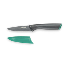 Tefal Fresh Kitchen 9 cm Paring Knife With Cover, Grey / Green, Stainless Steel / Plastic , K1220604