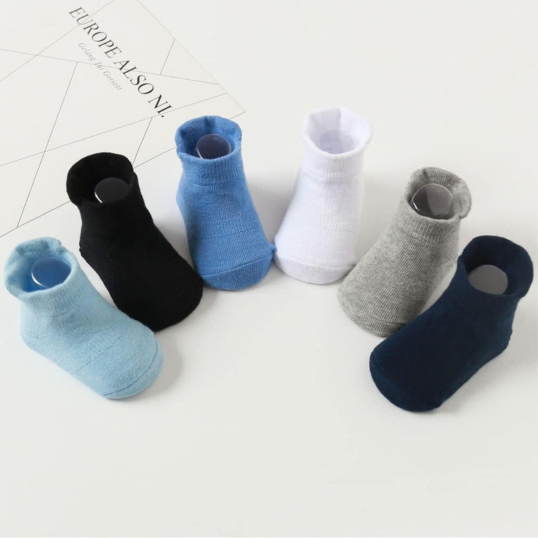 SHOWAY Unisex Kids Non Slip Ankle Socks For Infants 6 Picecs Non Slip Socks (pack of 6)