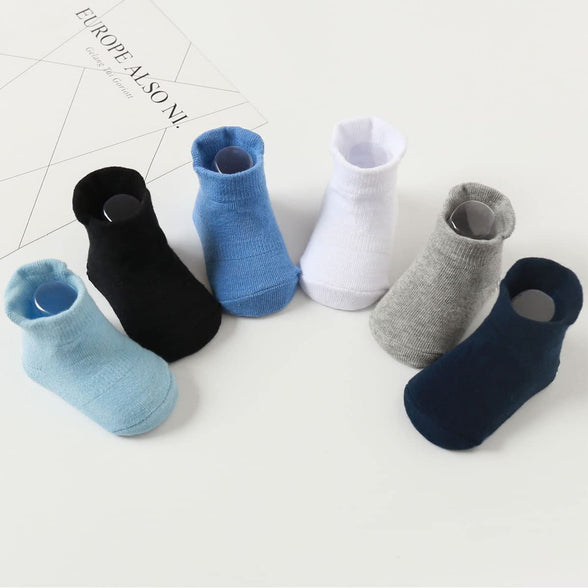 SHOWAY Unisex Kids Non Slip Ankle Socks For Infants 6 Picecs Non Slip Socks (pack of 6) 12 Months