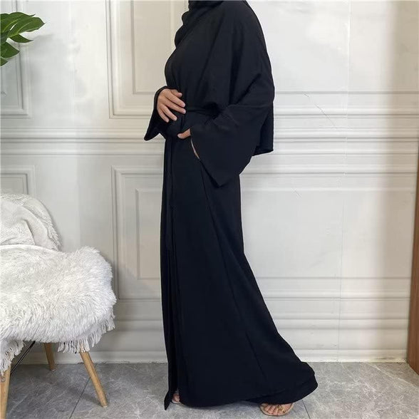 Modest Beauty Women's Muslim Hijab Abaya Open Front Cardigan Maxi Dress Prayer Abayas Two-Piece Without Hijab Cap