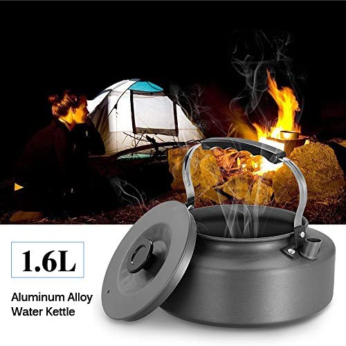 Docooler Camping Kettle - 1.6L Portable Ultra-Light Outdoor Hiking Camping Picnic Water Kettle, Teapot, Coffee Pot - Compact, Quick-Heat & Anti-scalding