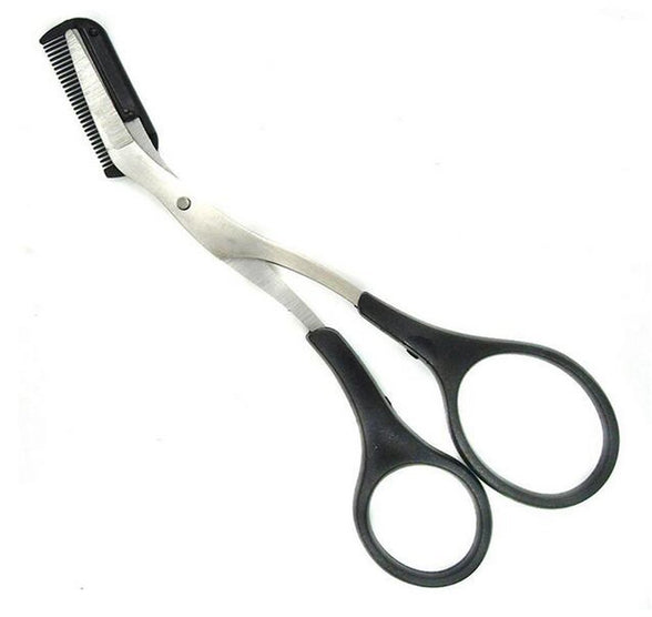 2Pcs Curved Eyebrow Trimmer Eyebrow Shear Scissors Eyelash Hair Scissors Cutter Remover Tool Eyebrow Grooming Tool With Comb and Non Slip Finger Grips for Women Men Makeup Eyebrow Eyelash Trimming