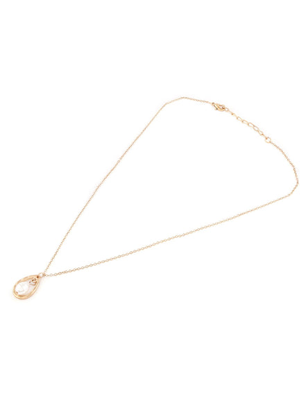 ZAVERI PEARLS Gold Tone Contemporary Minimal Pearl Drop Pendant Chain For Women-ZPFK14552