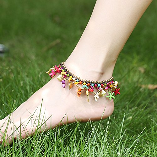Yellow Chimes Ceramic Bohemian Starfish Collection Anklet for Women (Multicolor)(YCFJAK-313STRFS-MC)