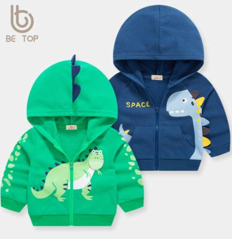 LeeXiang Toddler Boys Full Zip Dinosaur Hoodies Comfortable Sweatshirt