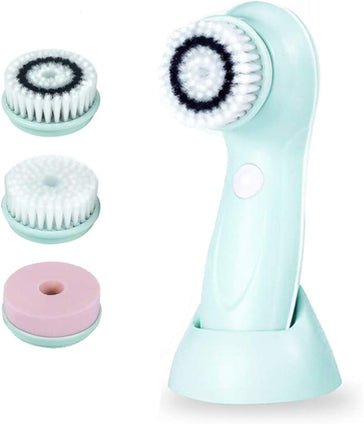Facial Cleansing Spin brush Set - Waterproof Skin Advanced Microdermabrasion for Gentle Exfoliation and Deep Scrubbing with 3 Exfoliating brush Heads