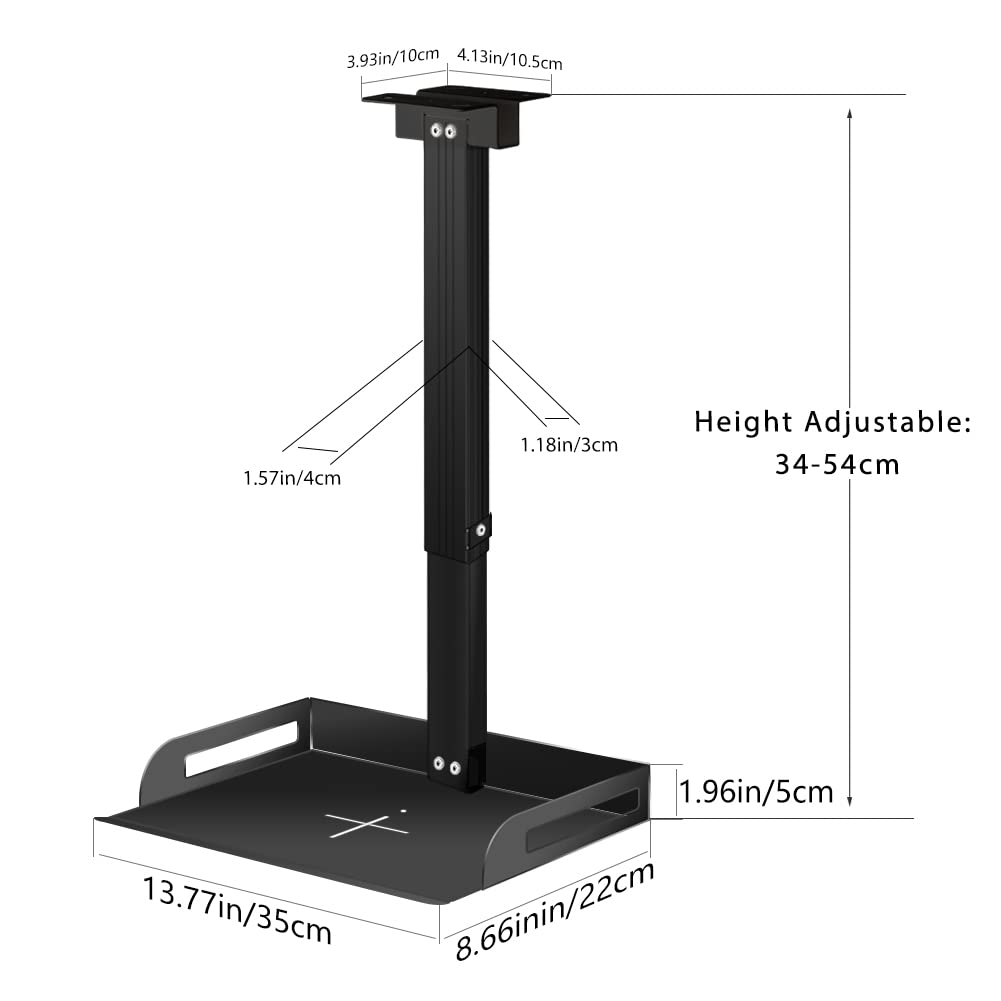 Universal Projector Ceiling Mount with Tray for Projector/Camera, Superior&Sturdy Carbon Steel-33lbs Load Capacity - Universal Bracket - Height Adjustable 11.4-22inches, in-Tube Cable Routing