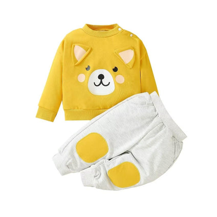 Bekarsy Toddler Baby Boy Clothes Infant Fall Winter Outfits Long Sleeve Bear Sweatshirts Tops+Pants Set 6 Months-2T