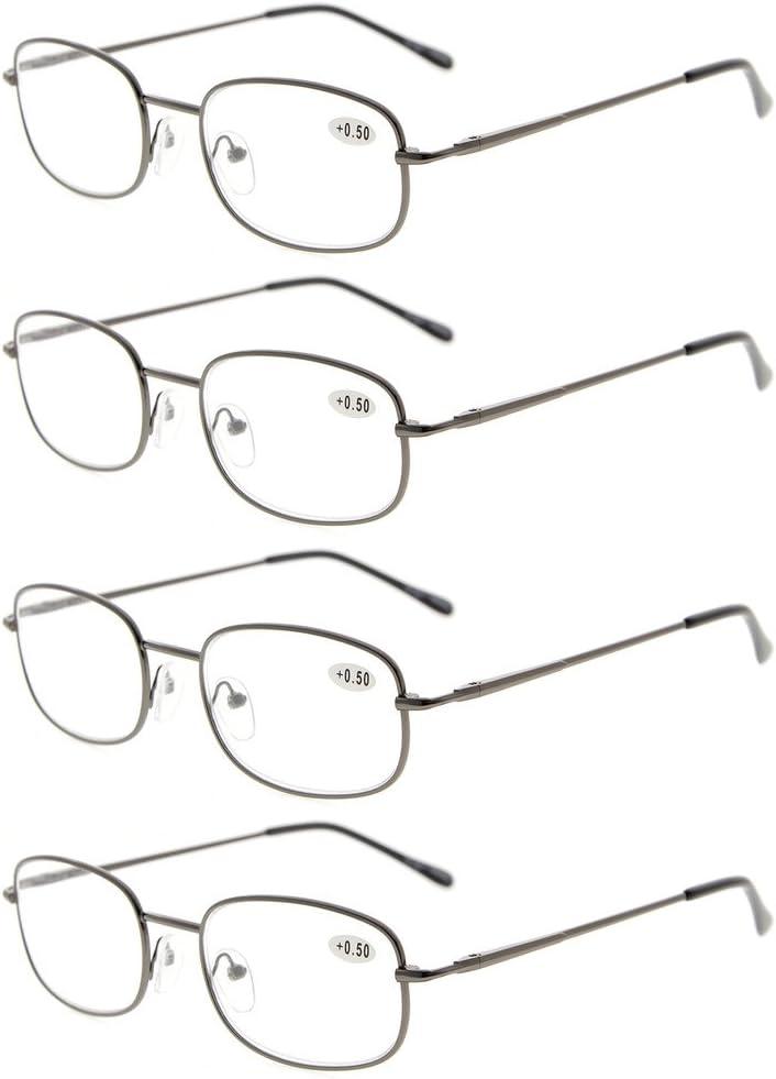 Eyekepper Metal Frame Spring Hinged Arms Reading Glasses 4 Pairs