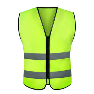 ECVV Reflective Safety Vest Bright Neon Color with 2 Inch Reflective Strips -Zipper Front(green)