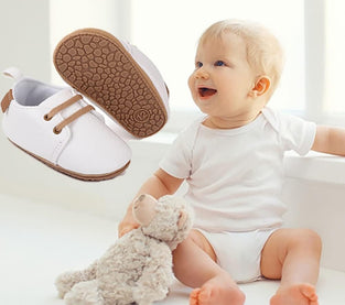 Infant Baby Boys Girls Leather Shoes Soft Rubber, Walking Shoes Non-Slip Sneaker Toddler for First Walker Shoes Newborn Crib Shoes, for 6 Months