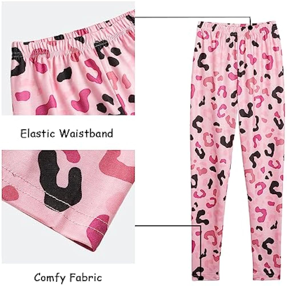 MyFav Babies, Toddlers and Girls' 4-Piece Snug Fit Cotton Pajama Set, Print Short Sleeve Loungewear