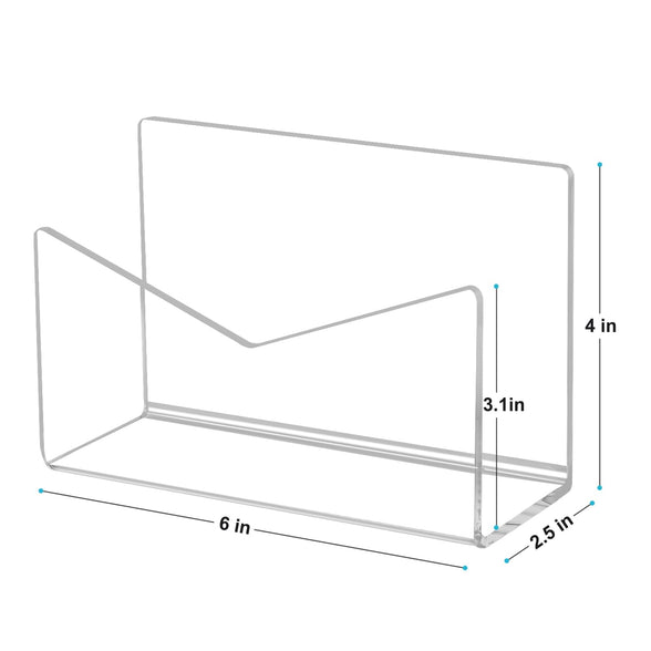 Ktrio Acrylic Mail Holder Mail Organizer Countertop, Letter Holder for Desk 6x2.5x4 Inches Envelope Holder Mail Sorter Stand for Home Office School