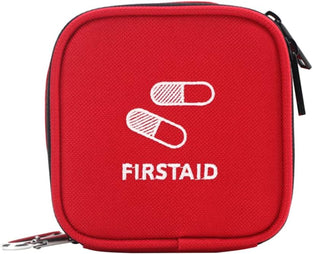 Healifty Small Travel First Aid Kit Portable Mini First Aid Pouch Empty Travel Bag Zippers Handy Pills Pocket Emergency Pouch with Hook for Car Travel School Home Red Hiking First Aid Kit