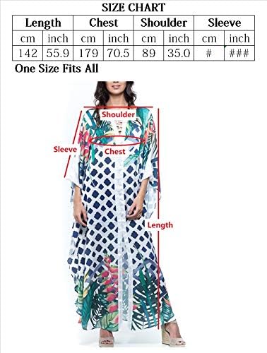 YouKD Summer Floral Loose Caftan Boho Beach Bikini Cover Up Dress Plus Size Robe for Women