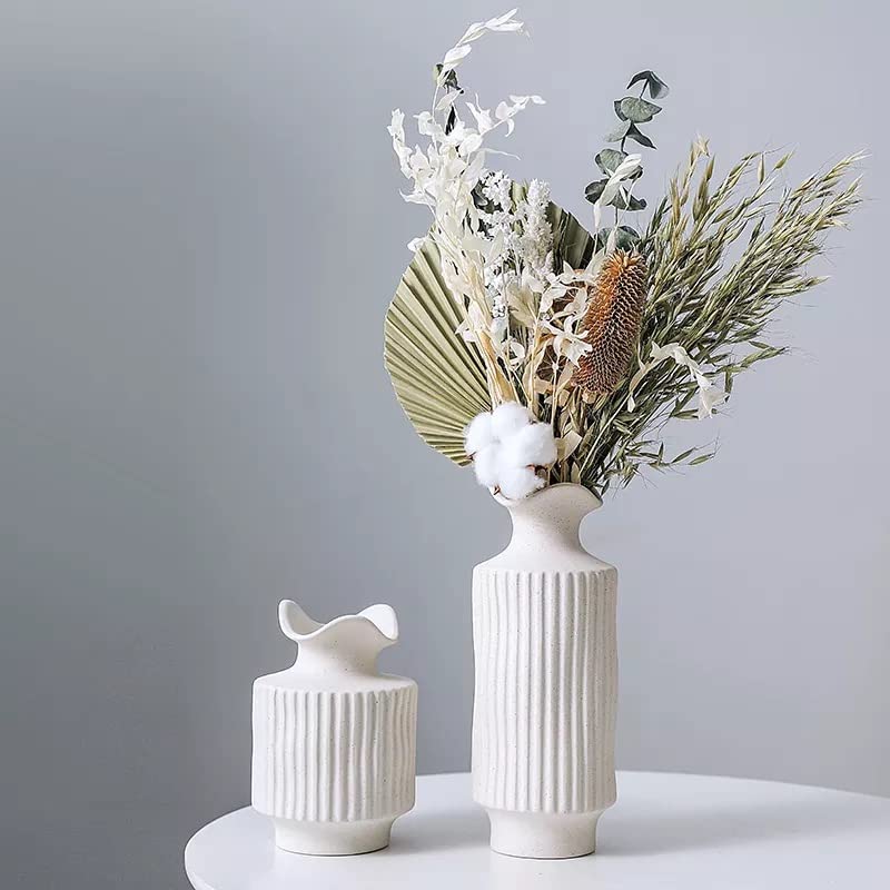 Modern Nordic Style irregular Ceramic Vase, Nordic Circular Matte Hollow Donut Flower Vases Decorative Minimalist Art Style for Home Living Room Office Kitchen Table Decor