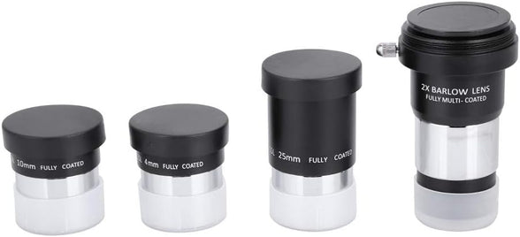 1.25inch Telescope Eyepiece - Astronomy Telescope Eyepiece Set 4/10/25mm + 2X Barlow Lens Kit for Astronomy - Plossl Telescope Lens with Adapter Telescope Accessory Set