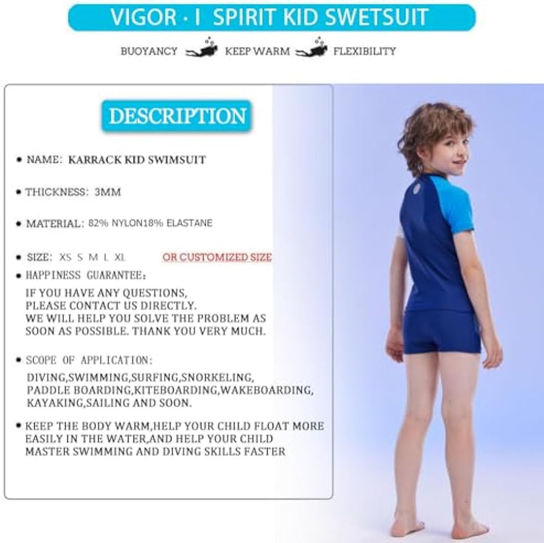 Karrack Girls and Boys One Piece Rash Guard Swimsuit Kid Water Sport Short Swimsuit UPF 50+ Sun Protection Bathing Suits