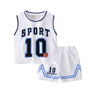 Kids Sports Shorts Sets Boys Jerseys Tracksuit 2 Piece Basketball Performance Tank Top and Mesh Shorts Set 3-4 Y