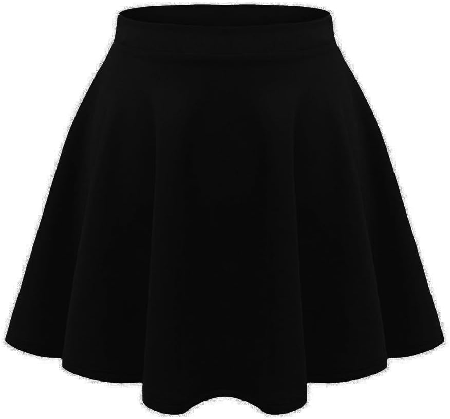 janisramone Kids Girls Children New Plain Flippy Flared High Waistband Stretch Short Mini Skater Skirts