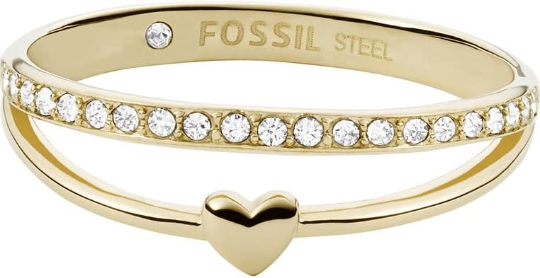 Fossil , womens Stainless Steel No Gemstones Rings, Gold, - JF03750710