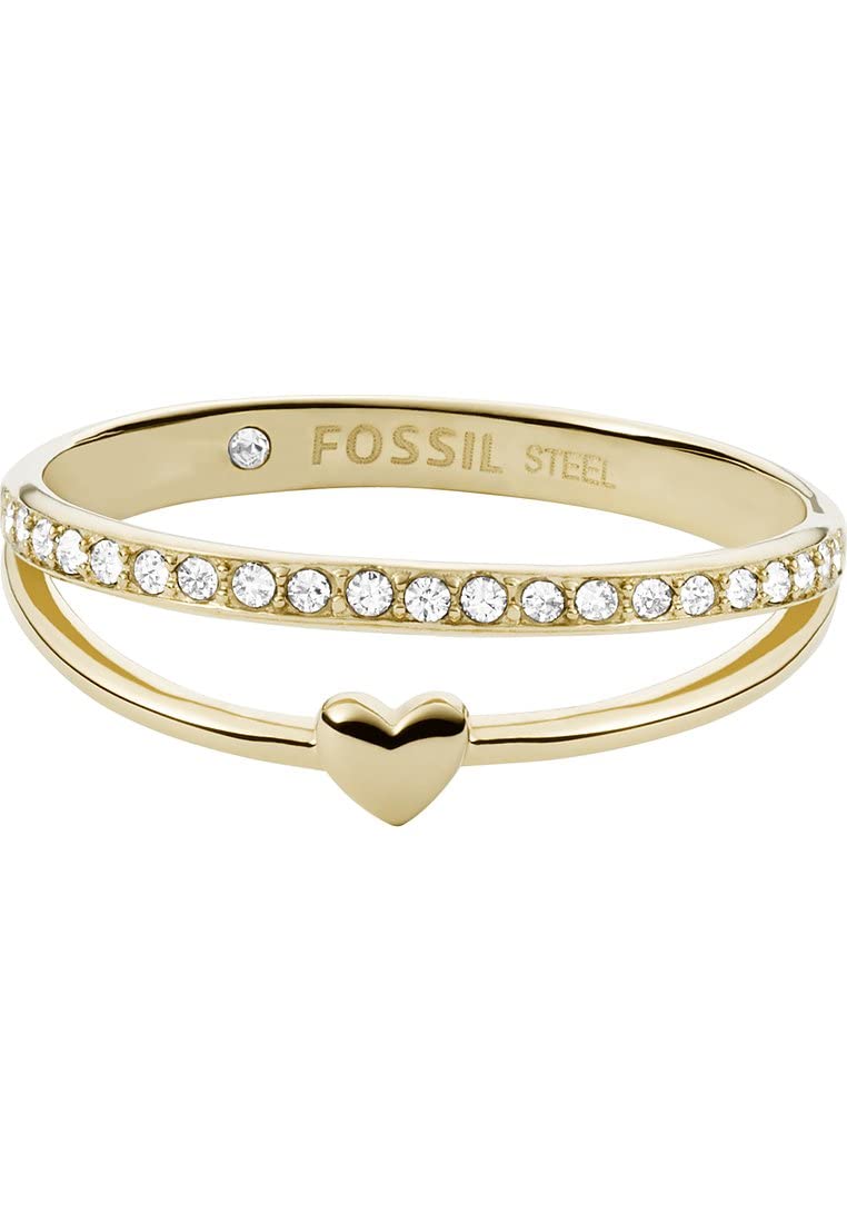 Fossil , womens Stainless Steel No Gemstones Rings, Gold, - JF03750710