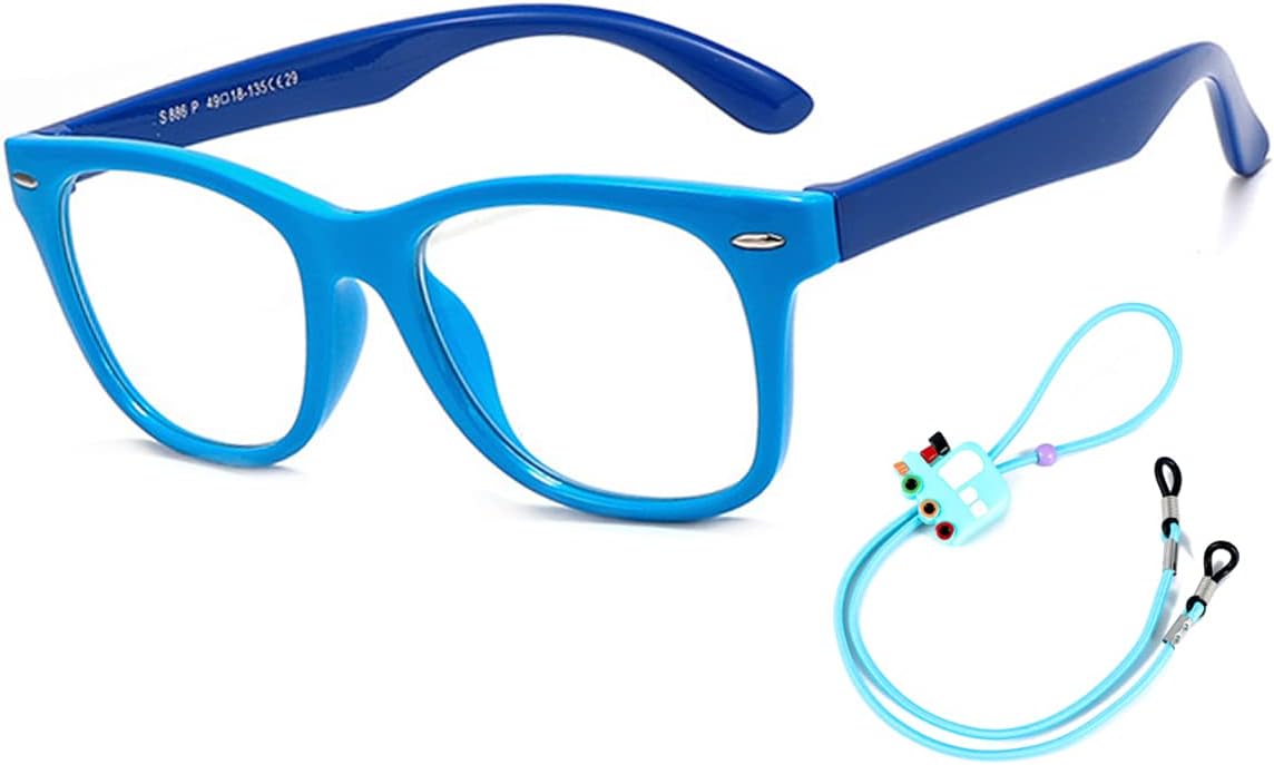 Kids Blue Light Blocking Glasses Flexible UV400 Eyewear for Teen Boys Girls ROCF ROSSINI Computer Game Eyeglasses with Case Age 5-12