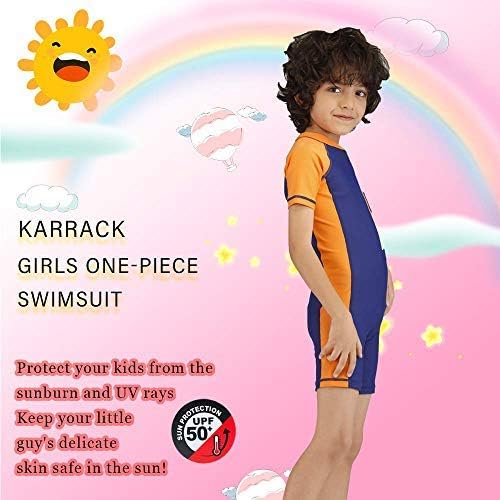 Karrack Girls and Boys One Piece Rash Guard Swimsuit Kid Water Sport Short Swimsuit UPF 50+ Sun Protection Bathing Suits