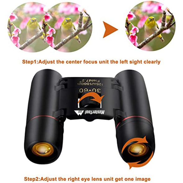 MasterTool - 30 x 60 Small Binoculars Compact for Adults Kids, Mini Binocular for Bird Watching Traveling Sightseeing, Lightweight Pocket Folding Binoculars for Concert Theater Opera,Black