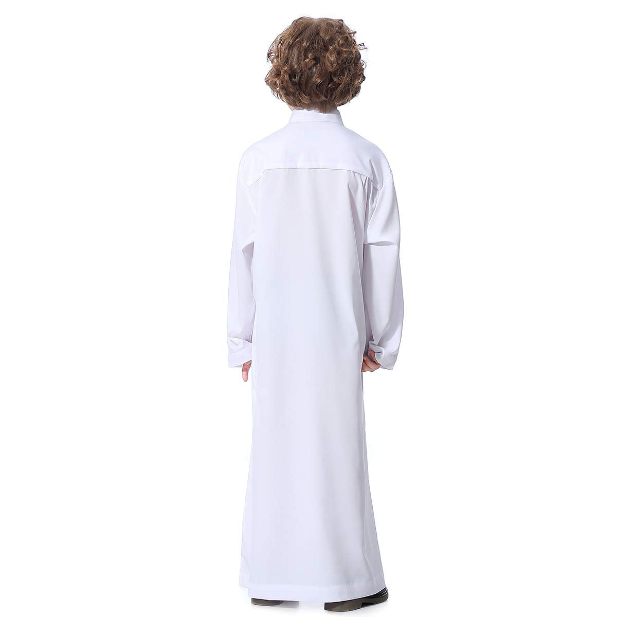 XINNI Long Sleeve Stand Collar Arabic Thobe Islamic Caftan with Pockets for Boy