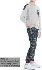 Boys Clothes Sweatsuits Casual Outfits Cotton Long Sleeve T-shirts and Camouflage Pants Set (4-5 Years)