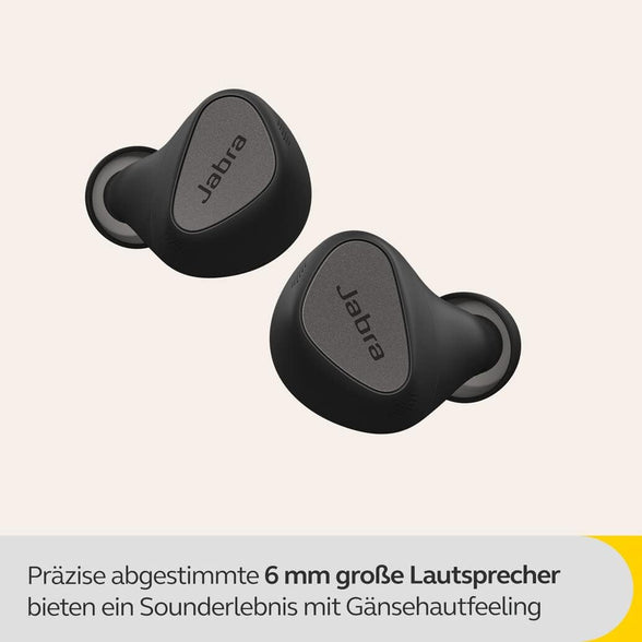 Jabra Elite 5 True Wireless In Ear Bluetooth Earbuds with Hybrid Active Noise Cancellation (ANC), 6 built-in Microphones, Small Ergonomic Fit and 6 mm Speakers - Made for iPhone - Titanium Black