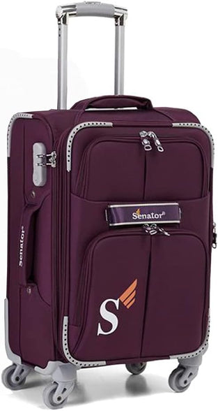 Senator Soft-Shell Luggage Extra Large Size Expandable Lightweight, Check in Size Luggage with Spinner Wheels 4 LL003 (Checked Luggage 32-Inch, Purple)