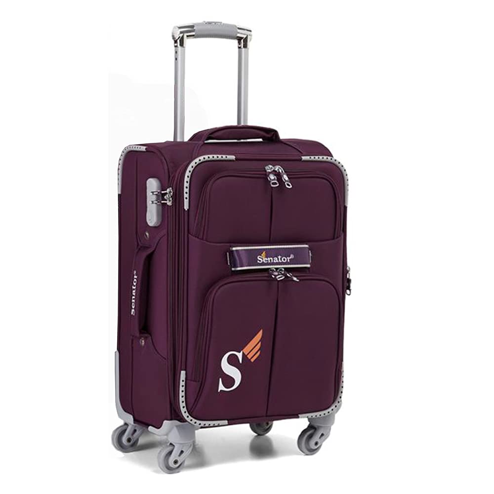 Senator Soft-Shell Luggage Extra Large Size Expandable Lightweight, Check in Size Luggage with Spinner Wheels 4 LL003 (Checked Luggage 32-Inch, Purple)