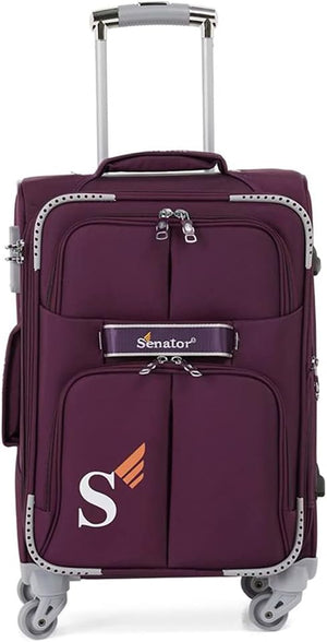 Senator Soft-Shell Luggage Extra Large Size Expandable Lightweight, Check in Size Luggage with Spinner Wheels 4 LL003 (Checked Luggage 32-Inch, Purple)