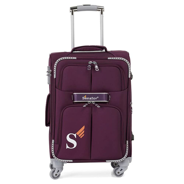 Senator Soft-Shell Luggage Extra Large Size Expandable Lightweight, Check in Size Luggage with Spinner Wheels 4 LL003 (Checked Luggage 32-Inch, Purple)