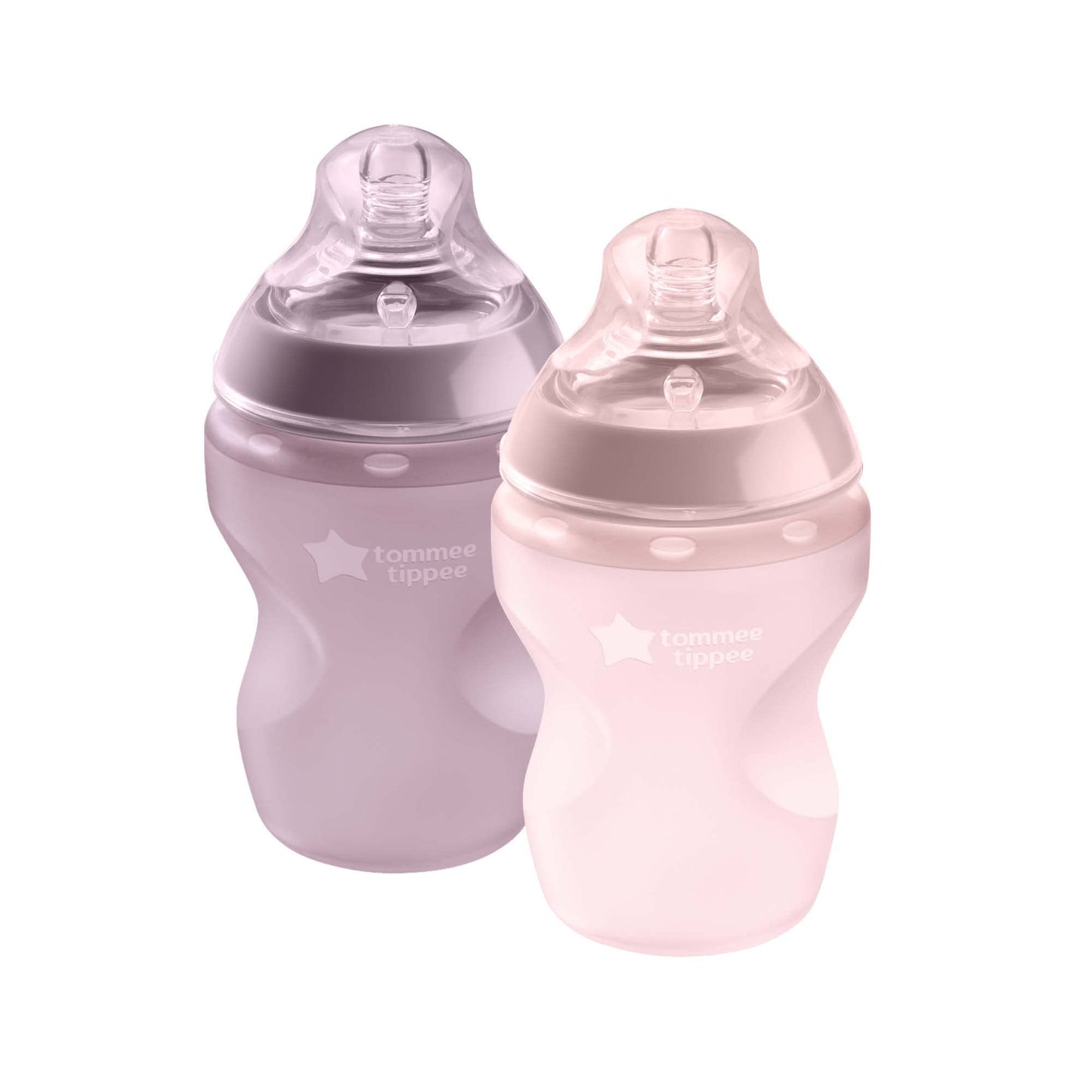 Tommee Tippee Closer to Nature Soft Feel Silicone Baby Bottle, Slow Flow Breast-Like, Anti Colic, Stain and Odor Resistant (9oz, 2 Count, Pink)