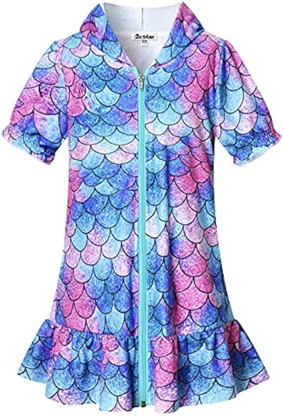 Jxstar Girls Swim Cover Up Terry Swimsuit Coverup Beach Pool Kids Zip Up Robe