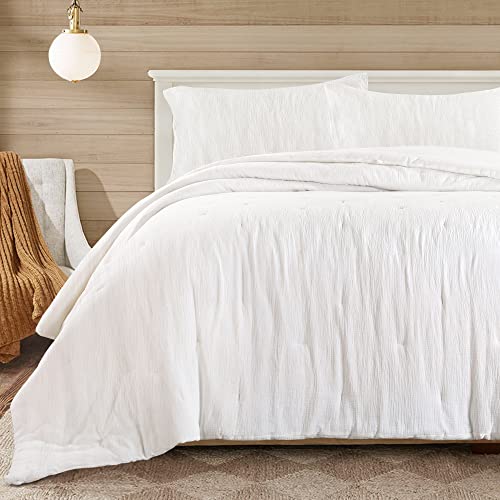 HOMBYS Soft Muslin Comforter Lightweight Oversized King Comforter 120x120, 100% Cotton Breathable Gauze Off White Bedding Comforter Duvet Insert