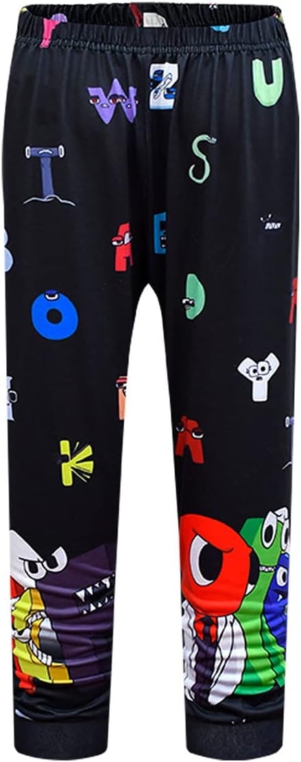 Delanhon Alphabet Lore Boys Pyjamas Set Long Sleeve Pjs Tops and Pnats for Kids 5-6 Years