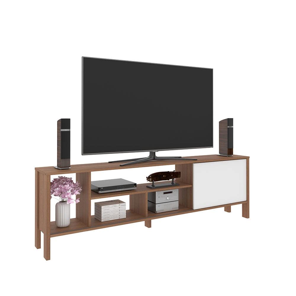 Danube Home Cedro TV Cabinet For Up To 70 Inches TV I Entertainment Modern Design Wall Unit Furniture I Wooden TV Stand For Living Room, Bedroom | TV Rack L183xW30xH56 cm - Almond/White