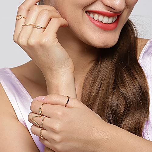 Yellow Chimes Rings for Women and Girls | Aesthetic Ring Set | Knuckle Rings Combo | Aesthetic Rings | Accessories Jewellery for Women |Birthday Gift for Girls and Women for Wife