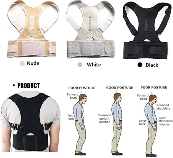 COOLBABY Magnetic Therapy Posture Corrector Brace shoulder support strap for men women, One Size