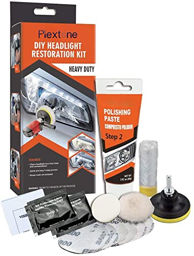 Plextone Professional Headlight Restoration Kit DIY Headlamp Brightener Car Care Repair kit Head Lense Clean (Automatic)1