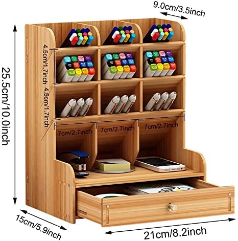 Office Desk Organizer Accessory Station Desktop Stationary Station Paper Filer Tray Organization Office Desk File Rack Home Office Supply Storage Rack All in One Office Desk Station (Large cherry)