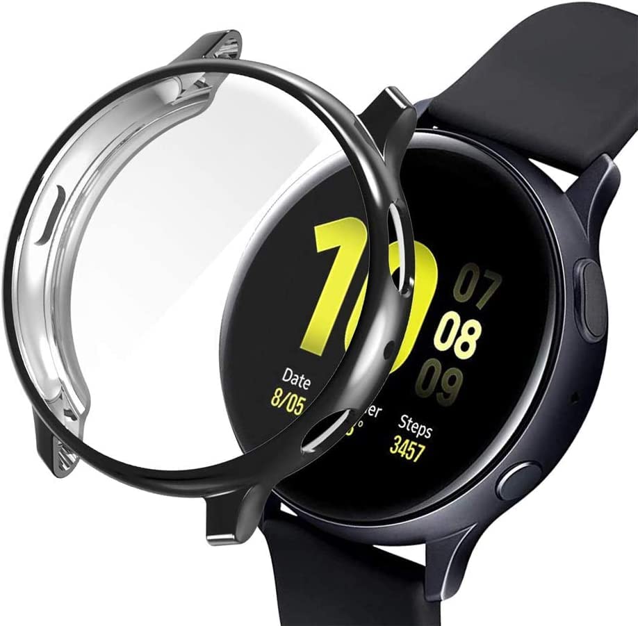 MARGOUN Samsung Galaxy Watch Active 2 40mm Full Coverage Plated Soft TPU Case (Black)